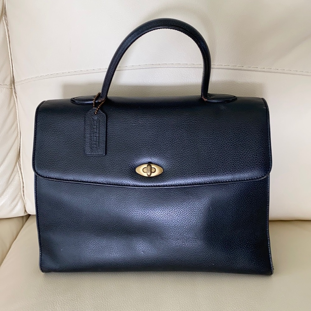 Vintage black leather Coach Kelly bag